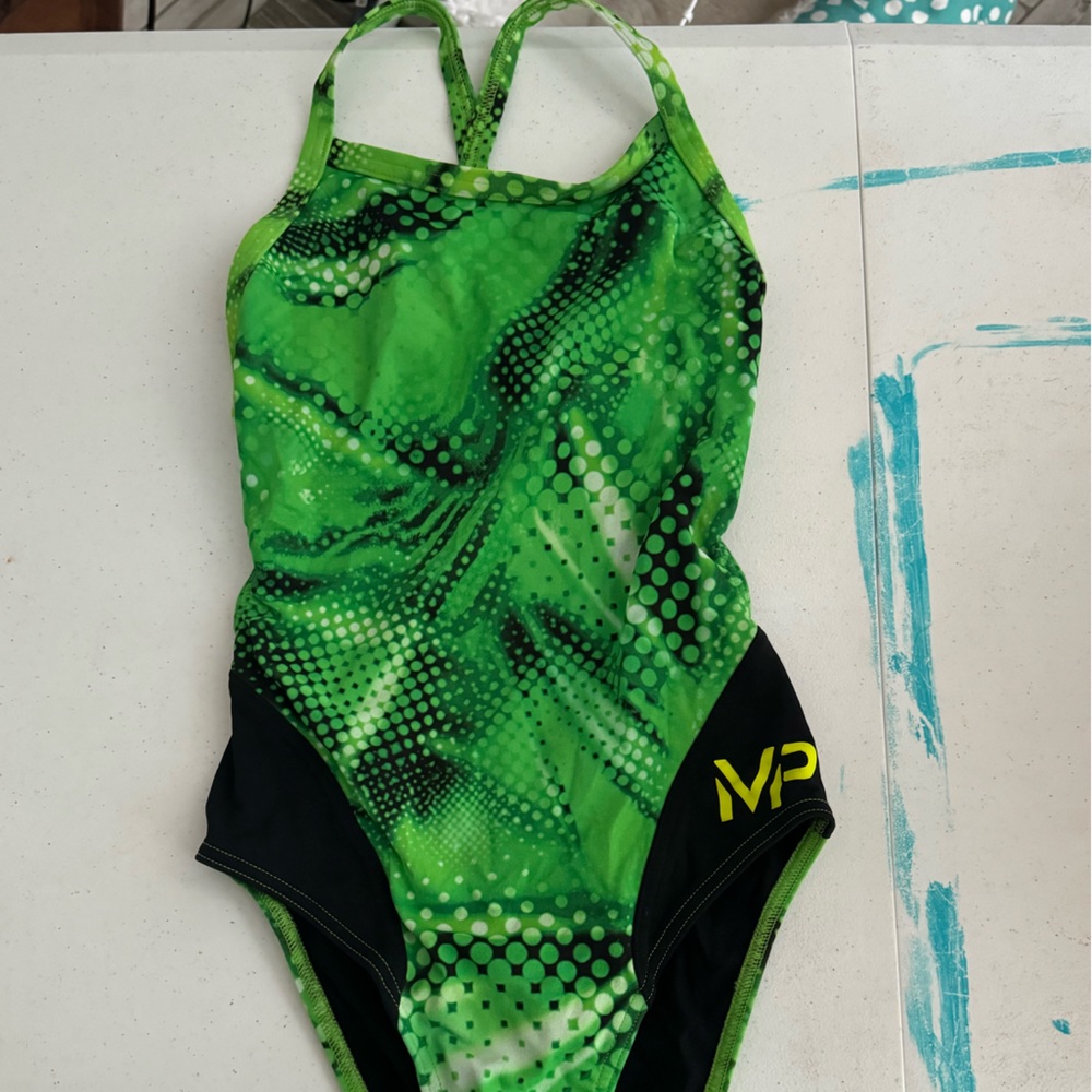 Green and Black Kids One Piece Swimsuit